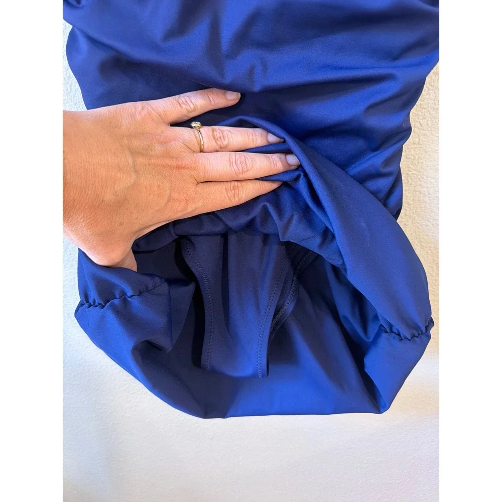SKIMS Swim Suit Dress Women XS Blue Ruched Underwire Adjustable Straps Beach